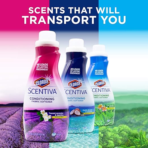 Clorox Scentiva Liquid Fabric Softener Fabric Conditioner Beautiful Tuscan Lavender & Jasmine Scent Leaves Behind a Great Smell 41 Fluid Ounce Bottle (Pack of 2)