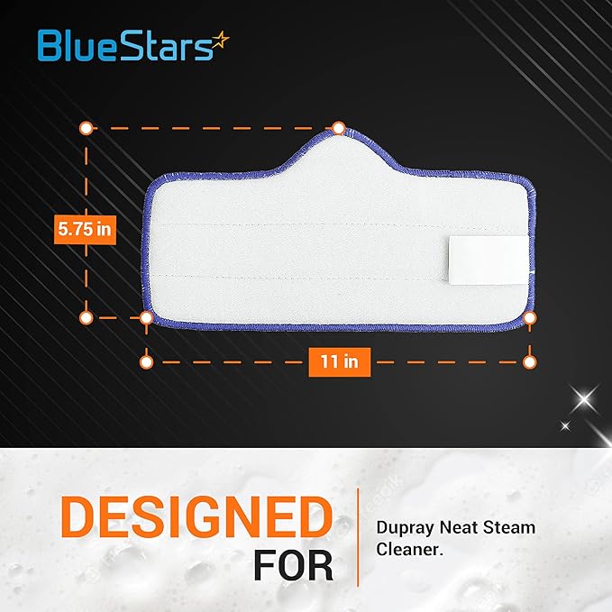 BlueStars (๐๐๐๐ ๐ฎ๐ฉ๐๐๐ญ๐) Microfiber Mop Pad for Dupray Neat Steam Cleaner Reusable & Washable - Designed for multiple surfaces, effectively clean hardwood, tile & stone floors - PACK OF 8