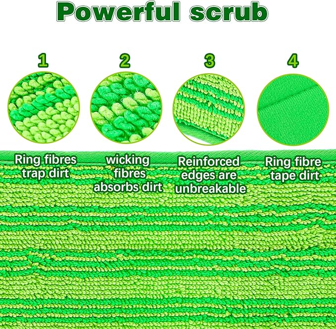 Microfiber Reusable Mop Pads Compatible with Swiffer Sweeper- Machine Washable Microfiber Mop Pad Refills for Household Cleaning-Floor Cleaning Mop Head Pads Work Wet and Dry-Pack of 6