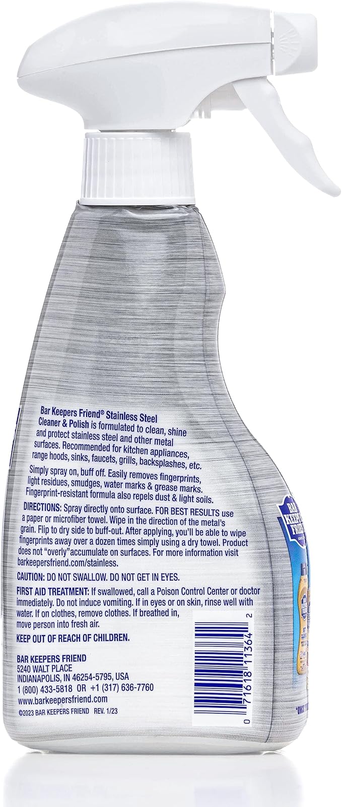 Bar Keepers Friend Stainless Steel Cleaner and Polish Spray (16 oz) Plus 1 Microfiber Cleaning Cloth, 2pc Cleaning Kit to Remove Oily Fingerprints, Grime and Food Debris without Dulling Surfaces