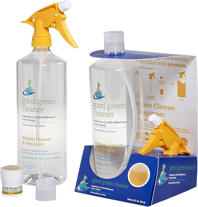 Kitchen Cleaner and Degreaser Starter Set | 32 ounce, Reusable Spray Bottle | Biodegradable Formula | Clean Your Kitchen Safely and Effectively | Includes 1 Pod