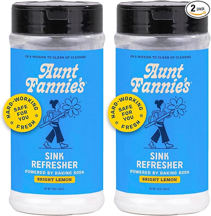 Aunt Fannie's Sink Refresher, Bright Lemon Powder Scrub and Odor Minimizer for Sinks, Drains and Garbage Disposals, 16 Ounces (Pack of 2)