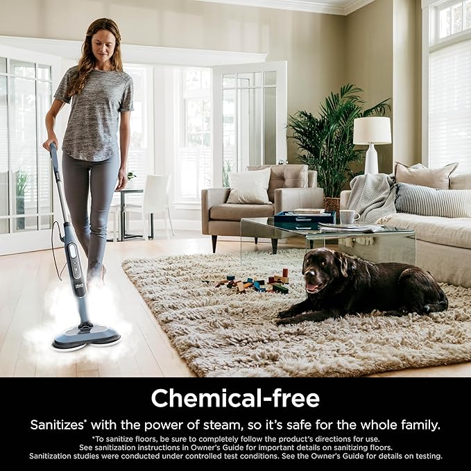 Shark Steam & Scrub Steam Mop, Scrubbing & Sanitizing, 2 Steam Modes, Rotating Pads, XL Water Tank, Swivel Steering, Designed for Hardwood, Marble, Tile, and Stone, Blue, S8000