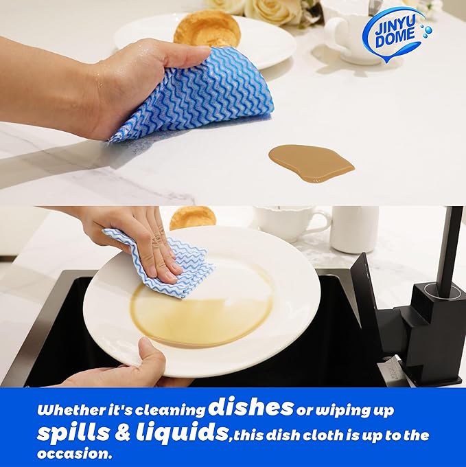 Blue Handi Wipes Disposable Dish Cloths Heavy Duty Kitchen Towels Reusable Cleaning Wipe, 60 Count