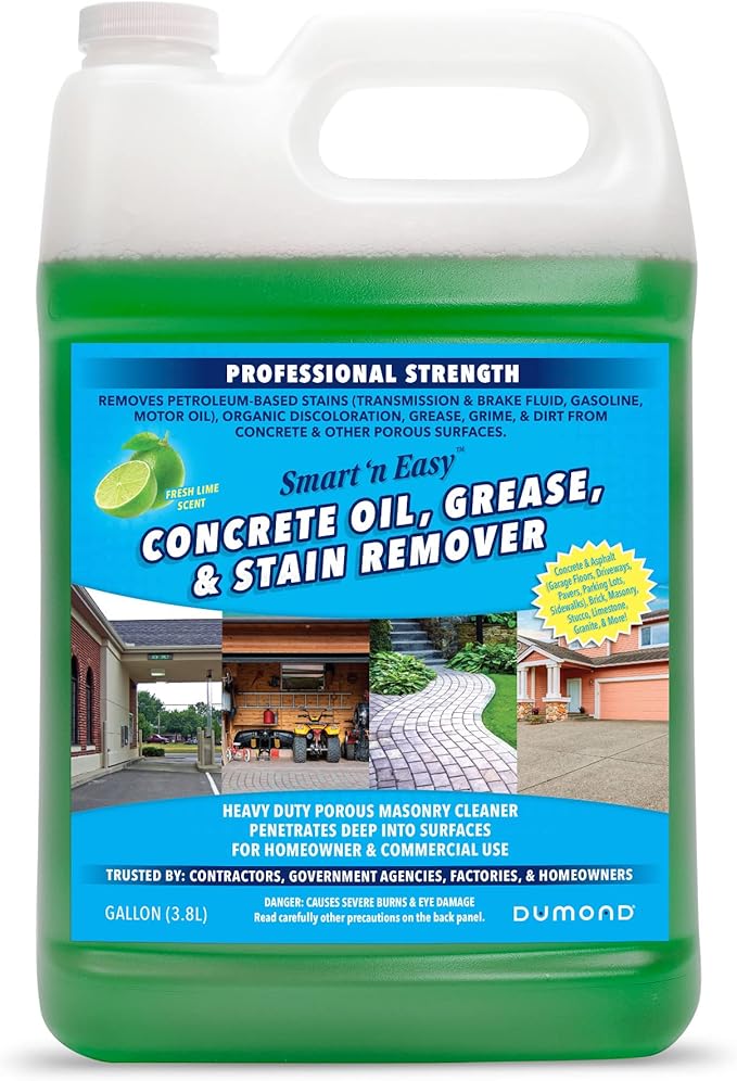 Dumond Smart 'n Easy Concrete Oil, Grease & Stain Remover, Cleans Grime, Dirt & Petroleum-Based Messes from Porous Masonry Surfaces, Garage Floors, Sidewalks, Driveways & More, 1 Gallon Refill