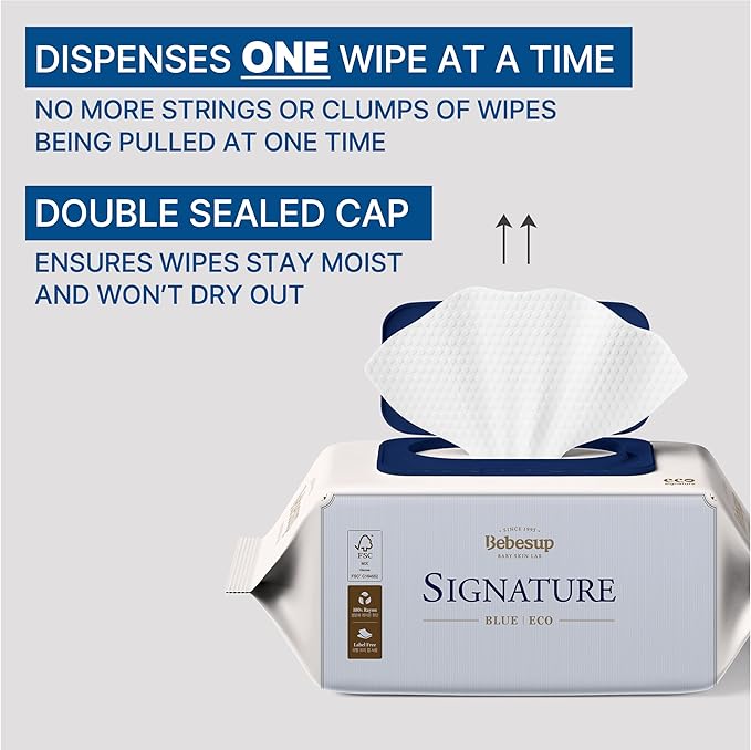 Korea’s #1 Signature Eco Baby Wipes- 100% Plant-Based 99% Drinkable Water-Based Unscented Ultra-Thick 75 GSM Hypoallergenic for sensitive skin Flip-Top 560 Count (8 Packs)