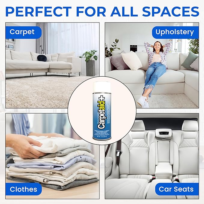 Carpet Aid Spot and Stain Remover, Removes Discoloration from Oil, Grease, Ink, Coffee, Pet Urine, and Lipstick, pH Balanced Cleaner for Carpets, Area Rugs, and Upholstery. Pack of 6,14 oz.