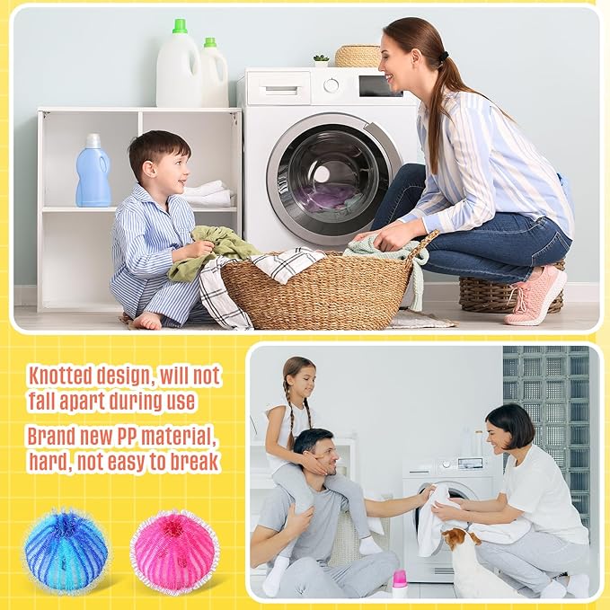 100 Pcs Pet Hair Remover for Laundry, Reusable Lint Remover Pet Hair Lint Catcher for Washing Machine Nylon Laundry Balls Cat and Dog Hair Catcher for Washer, 20 Colors