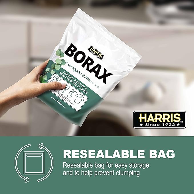 Harris Borax Powder Laundry Booster and Multipurpose Cleaner, 1.5lb (Eucalyptus Mint)