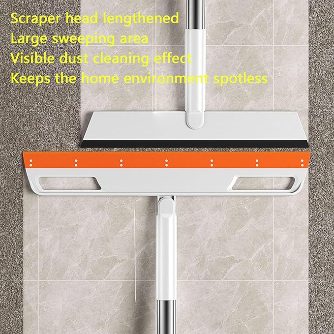 Magic Broom Multifunction Silicone Floor Squeegee, Air Broom for Floor with 56" Long Handle, 4-in-1 Rubber Sweeper for Dirt, Liquids, Pet Hair, Tile Hardwood Floors, Carpet, Living Room (Purple)