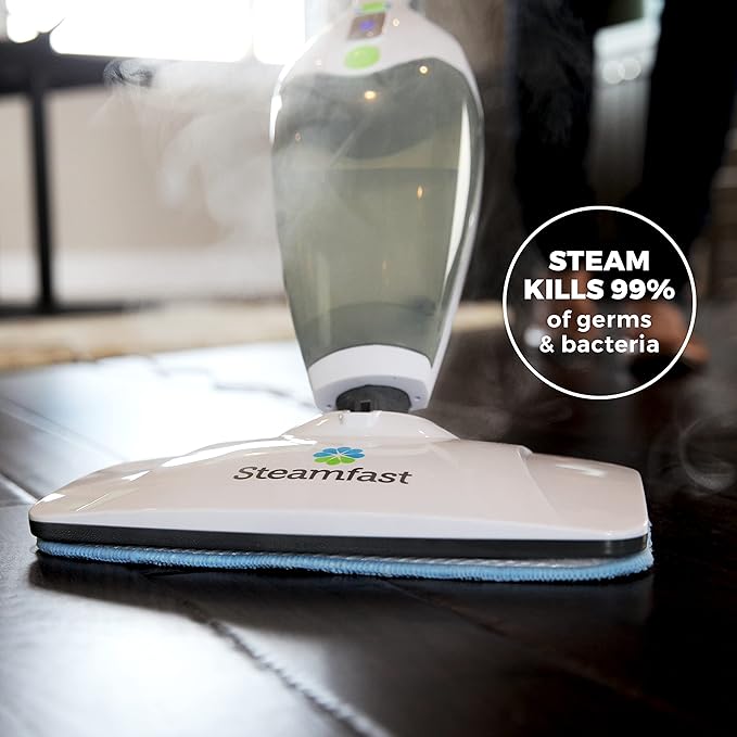 Steamfast SF-295 3-in-1 Mop, Handheld Steam Cleaner, and Fabric Steamer, 7 Steam Levels, 9 Accessories, 2 Washable Mop Pads
