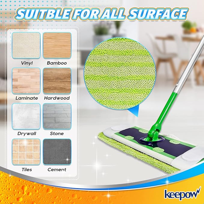 4 Pack Microfiber Mop Pads for Swiffer XL Mops Reusable Wet and Dry Mopping Cloths Compatible with Swiffer Sweeper XL,Washable XL Mop Refill Replacement for All Hardwood Dry Wet Cleaning