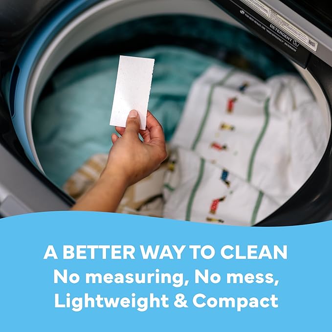 Tru Earth Compact Dry Laundry Detergent Sheets (Made in Canada) - Up to 64 Loads (32 Sheets) - Paraben-Free - Original Eco-Strip Liquidless Laundry Detergent, Travel Laundry Sheets - Fresh Linen