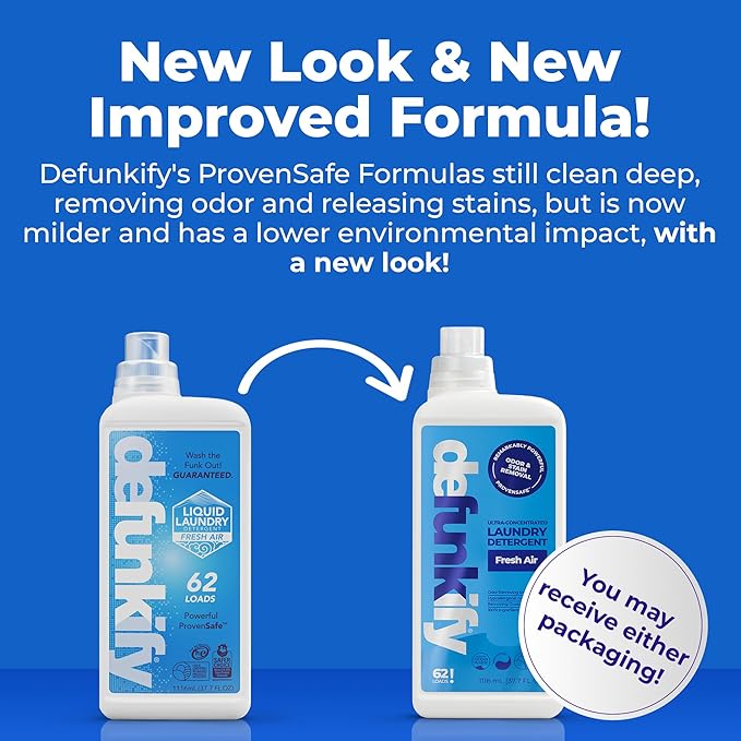 Laundry Detergent 62 Load/37.7 FlOz (2-Pack). 'Fresh Air' Liquid Laundry Detergent for Sensitive Skin. 'ProvenSafe' Laundry Soap Washing Detergent w/Odor & Stain Remover for Activewear & All Fabrics