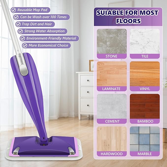Reusable Mop Pads Compatible with Swiffer Wet Jet, Wet Jet Pads Refills for Swiffer Mop, Microfiber Replacement Pads for Hardwood Floor Cleaning, Dry Wet Mopping Cloths for 12" Wet Jet Refill, 6 Pack