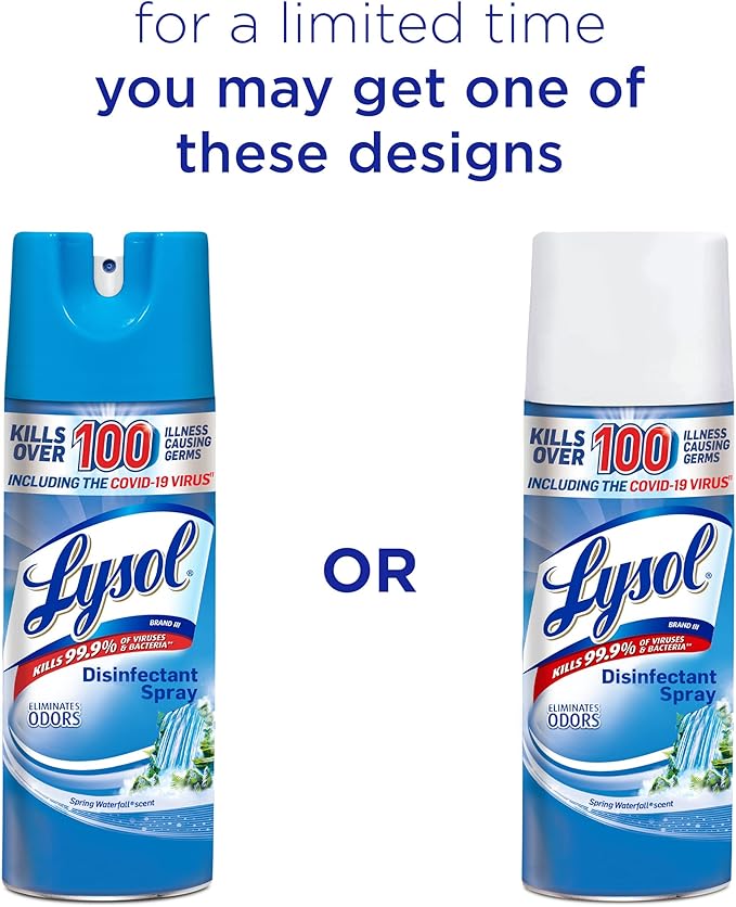Lysol Disinfectant Spray, Sanitizing and Antibacterial Spray, For Disinfecting and Deodorizing, Spring Waterfall, 12.5 Fl Oz, (Packaging May Vary) (Pack of 2)