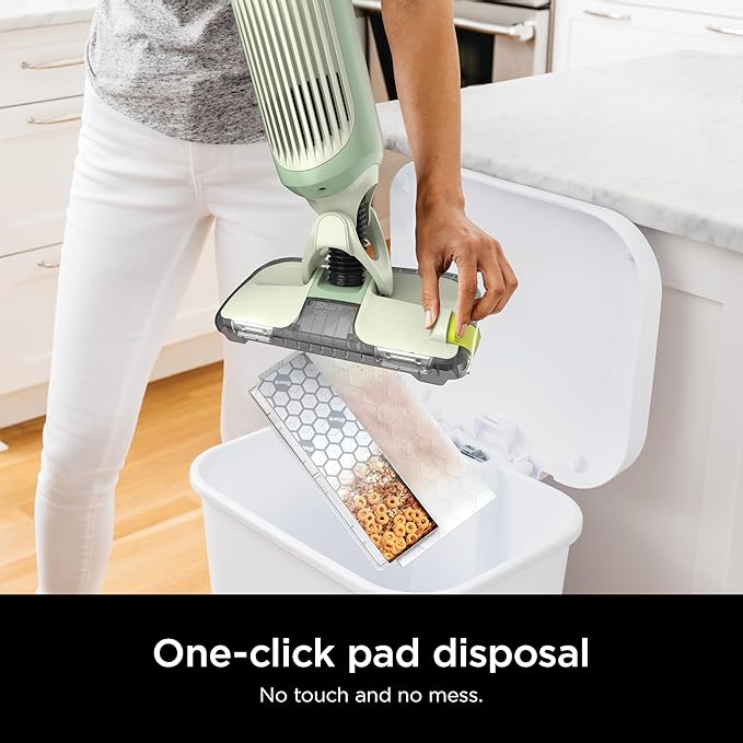 Shark VACMOP Pro Cordless Hard Floor Cleaner, Vacuum and Spray Mop, Powerful Suction, Lightweight, LED Headlights, Includes 4 Disposable Pads, 12oz Multi-surface Cleaning Solution, Lime Green, VM252GN