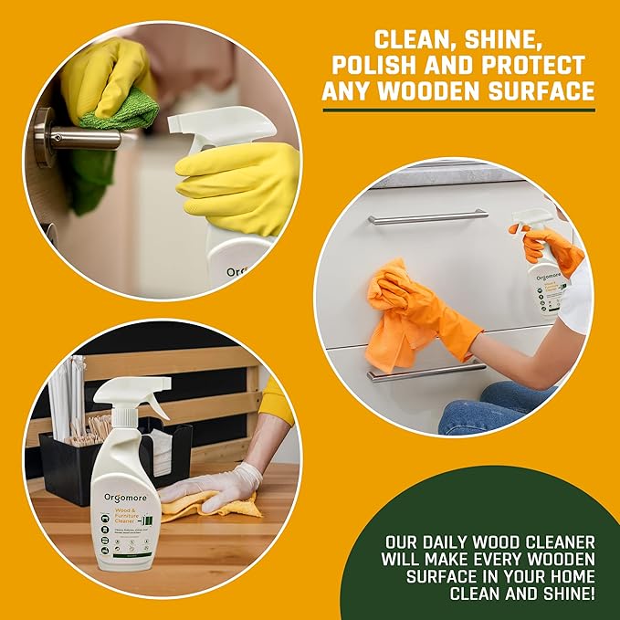 Plant based Wood Cleaner (Pack of 2) | 3-in-1 Cleans, Shines, and Protects Wooden Surfaces| Biodegradable Formula that Cleans Furniture, Tables, Kitchen Cabinets | Pet Safe, Skin Friendly