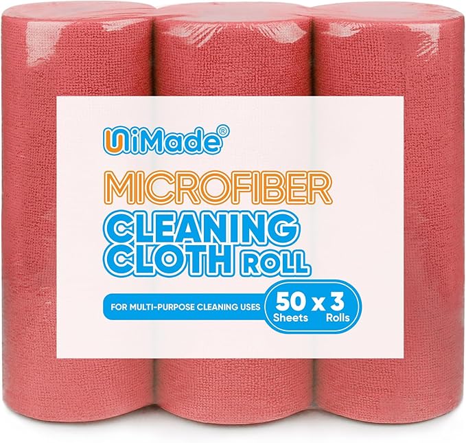 Microfiber Cleaning Cloth, 300 Sheets Shop Towels Commercial Grade Washcloths Lint-Free Work Rags Bulk Towels for Cars Mechanic Restaurant Garage Housekeeping, 11.5"x 11.5", Red