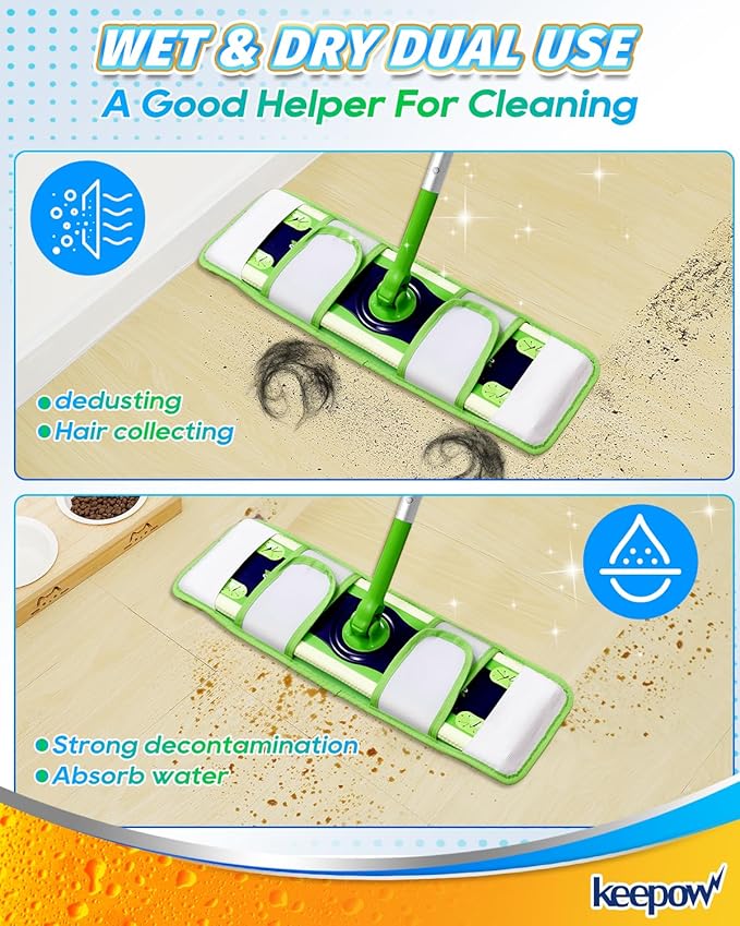 6 Pack Microfiber Mop Pads for Sweeper XL Mops Reusable Wet and Dry Mopping Cloths Compatible with Swiffer Sweeper XL, Washable XL Mop Refill Replacement for All Hardwood Dry & Wet Cleaning
