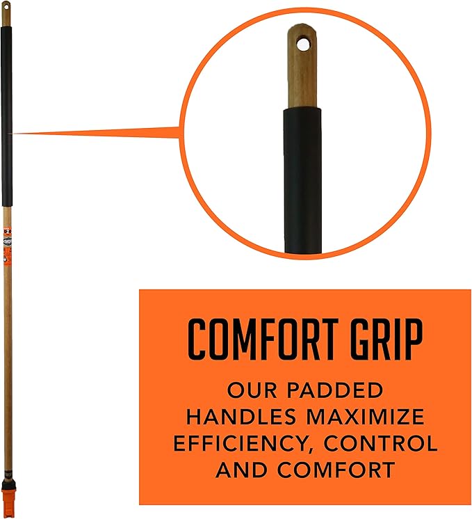 SWOPT 24” Floor Squeegee + 60" EVA Foam Comfort Grip Wooden Handle, Combo, Gray & 10” Premium Multi-Surface Scrub Brush Head