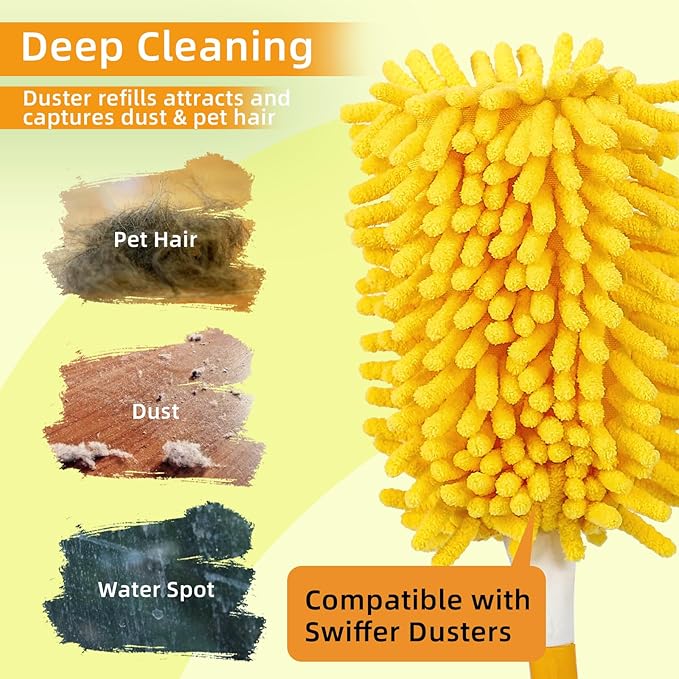 4 Pack Reusable Duster Refill for Swiffer Hand Duster & 4 Pack Reusable Microfiber Mop Pads for Swiffer Sweeper Mop