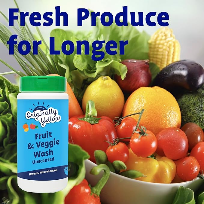 Originally Yellow All-Purpose Fruit and Veggie Wash | Plant-Based House Cleaning Supplies, 1 lb (2-Pack)