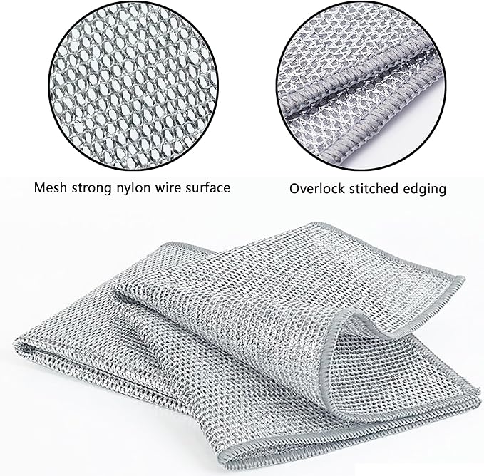 6pcs Multipurpose Wire Dishwashing Rags for Wet and Dry, Non Scratch Wire Dishcloth,Reusable Kitchen Wire Miracle Cleaning Cloths for Dishes, Sinks, Stove Tops
