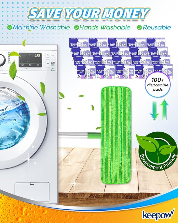 6 Pack Microfiber Mop Pads for Sweeper XL Mops Reusable Wet and Dry Mopping Cloths Compatible with Swiffer Sweeper XL, Washable XL Mop Refill Replacement for All Hardwood Dry & Wet Cleaning