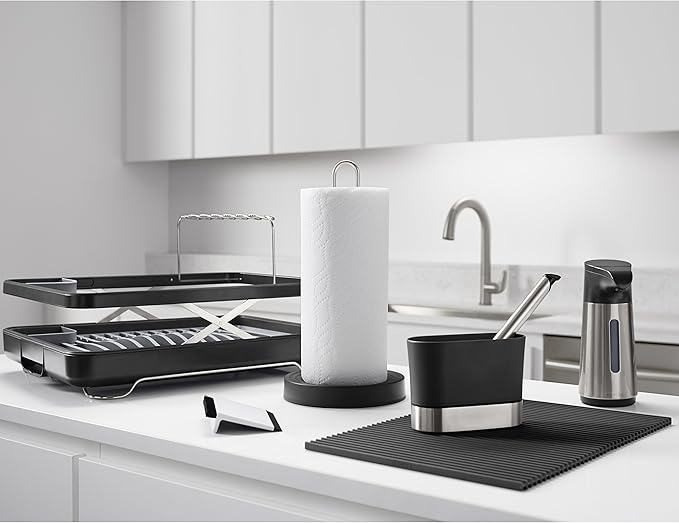 Kohler Kitchen Sink Squeegee and Countertop Brush, Multi-Purpose, Cleans Wet and Dry Spills, Dishwasher Safe, White