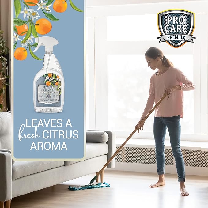 Citrus Floor Cleaner (Made in USA) | Tile, Stone, Laminate, Vinyl & Natural Wood Floor Cleaner for Mopping, Floor Cleaning Solution with Citrus Aroma - 32oz / 0.95L Spray Bottle