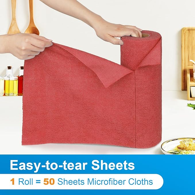 Microfiber Cleaning Cloth, 300 Sheets Shop Towels Commercial Grade Washcloths Lint-Free Work Rags Bulk Towels for Cars Mechanic Restaurant Garage Housekeeping, 11.5"x 11.5", Red