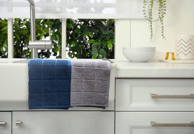 100% Cotton Dish Cloth for Dish Washing, Terry Dish Cloth, Cotton Dish Rags, 6 Pack, Super Soft and Absorbent,12"x12" inches, Reusable Cleaning Cloth (Assorted)