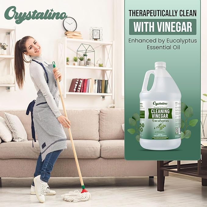 Eucalyptus Essential Oil Vinegar (1 Gallon) for Cleaning, Distilled White Vinegar for Cleaning Purpose, Vinagre Blanco, Vinger (128 Fl Oz (Pack of 1), Eucalyptus)
