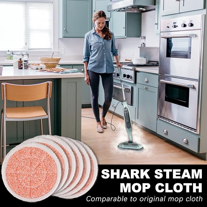 Steam Mop Replacement Pads for Shark Steamer S7001 s7020 s7000amz s7000 s7001tgt s7201 s8201 S7005 s8001 Series Rotating Steam Scrubber,Scrub Sanitize at The Same,Round Scrubbing Mop Replacement Pad