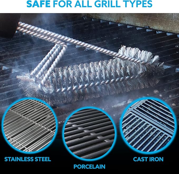 Kona 360 Clean Grill Brush – Powerful Grill Cleaner & BBQ Grill Brush for Outdoor Grill – Safe, Bristle BBQ Brush Grill Scraper, Accessory for Easy 30 Second Grill Cleaning - 18 Inch Long Handle