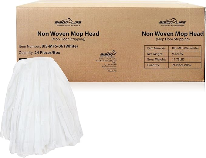 KLEEN HANDLER Bulk Disposable Cut-End Mop Head Non-Woven, Commercial Grade Replacement Mop Head (24 Case Pack)