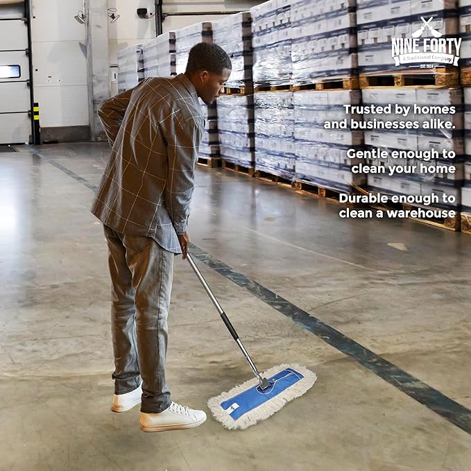 Nine Forty Industrial-Grade 24x5 Cotton Dust Mop Head Refills, Perfect Replacement for Busy Home, Gym, Industrial and Commercial Spaces, Heavy-Duty Mop for Janitorial & Housekeeping Needs - 1 Pack