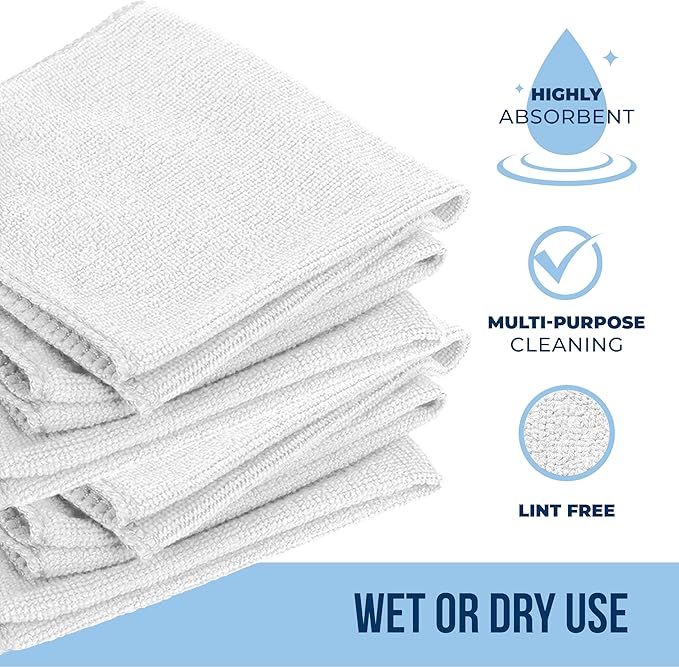 GREEN LIFESTYLE Chamois Cloth, Microfiber Cleaning Cloth 600 Pack, Borderless Towels Cleaning, Car Microfiber Towel, Drying Car Wash Towels (11.5" x 11.5", White)