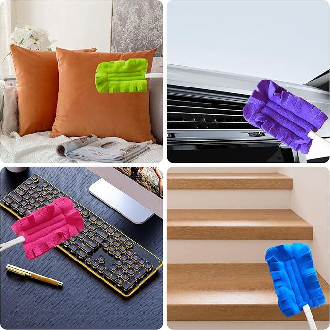 20 Pcs Fleece Duster Refill - 360° Reusable Duster Refills for Swiffer, Washable Hand Cleaning Pads for Ceiling Fans, Floors & Windows (5 Colors)
