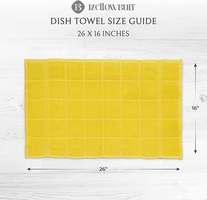 100% Cotton Kitchen Towels and dishcloths Sets, Super Soft & Absorbent, Dish Cloths for Washing Dishes, Dish Towel for Kitchen, 2 Yellow Dish Towels and 4 Yellow Dish Cloths