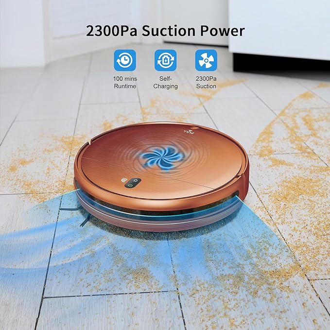 Robot Vacuum and Mop Combo, 2 in 1 Mopping Robot Vacuum Cleaner with Schedule, Wi-Fi/Voice/App, Strong Suction, Easy of Use, Self-Charging Robotic Vacuum, Slim, Ideal for Hard Floor, Pet Hair, Carpet