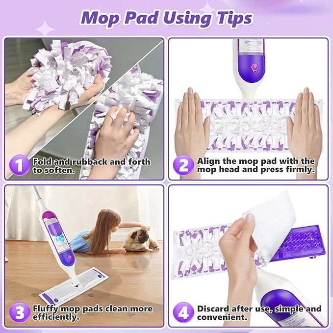 Disposable Mop Pads Refills for Swiffer Powermop: 30 Pcs Wet Dry Pad for Multi-Surface Floor Cleaning - Mopping Replacement for Tile Hardwood - Sweeping Cloths for Home Kichen