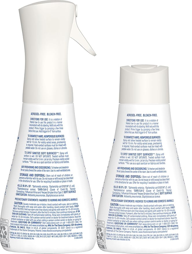 Clorox Disinfecting Mist, Lemon and Orange Blossom, 1 Spray and 1 Refill, 16 oz Each