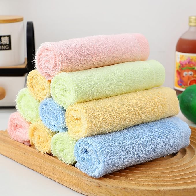 Bamboo Microfiber Cleaning Cloth-8Pcs Kitchen Wash Cloths,Wood Fiber Window Glass Rags,Micro Fiber Cloth for Cleaning Suitable for Dishes,Car Towel Rag Made From Baby Washcloths Material (yellow)