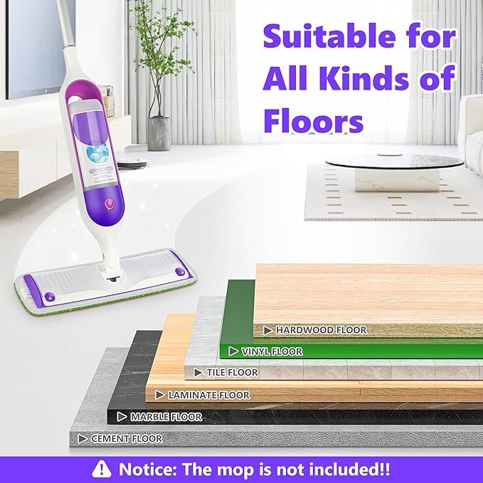 Reusable Mop Pads Compatible with Swiffer PowerMop, Microfiber Mop Pads Refills Mop Heads Replacement for Swiffer Mop Spray Mop Floor Mop, Washable Reusable Floor Mopping Refills, 5 Pack