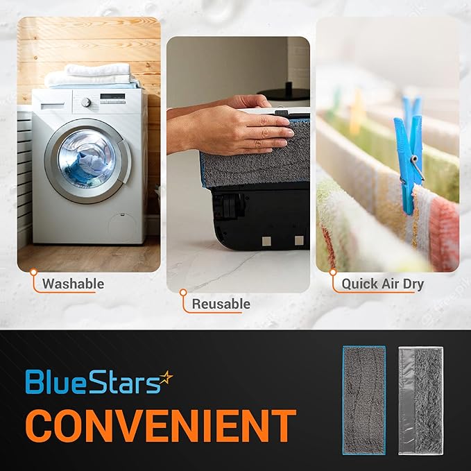 BlueStars m6 Microfiber Wet & Dry Mopping Pads for i.Robot Braava Jet M6 6110, 6012, 6112, 6113 – Washable and Reusable, 4 Wet Pads & 4 Dry Pads