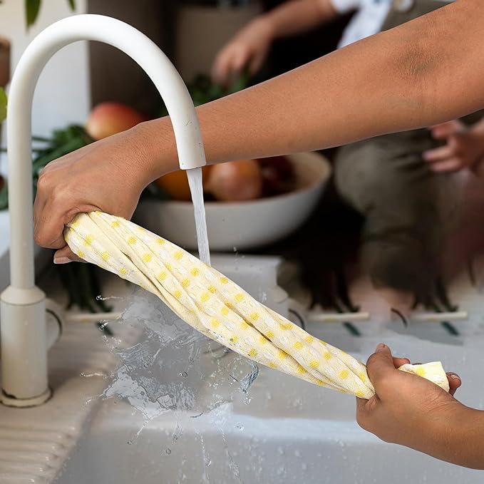 100% Cotton Dish Cloths (Pack of 6) - Dish Rags for Washing Dishes - Reusable & Highly Absorbent Kitchen Towels - Multipurpose Kitchen Rags - (12" x 12" - Lemon Yellow Honeycomb)