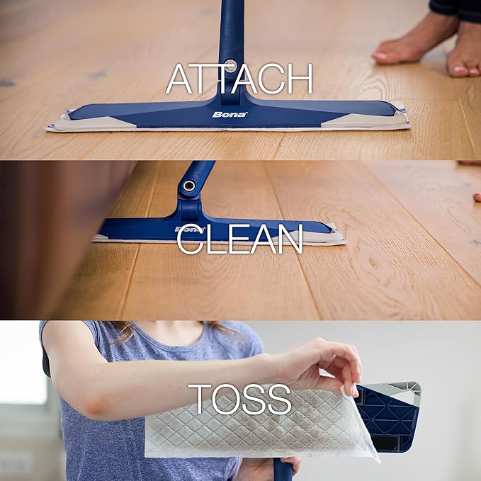 Bona Hardwood Floor Disposable Wet Cleaning Pads - 12 cleaning pads per pack - unscented - Use Mops - Residue-Free Floor Cleaning Solution for Wood Floors (Pack of 2)