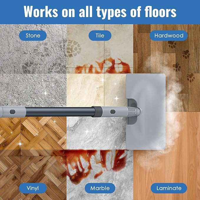FEPPO Steam Mop with Detachable Handheld Steam Cleaner for Home and Floor Cleaning, 10-in-1 Multi-purpose Attachments & 2 Pads, Powerful Steamer for Floors, Hardwood, Tiles,Grout,Windows,Kitchen,Bath